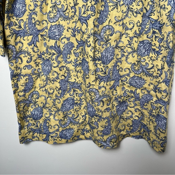 J.Jill Love Linen Lemon Paisley Popover Shirt Dress Petite XS Yellow NWT Preppy - Picture 5 of 11